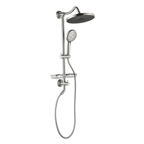 Shower System 10" Rain Showerhead 4-Function Hand Shower Slide Bar