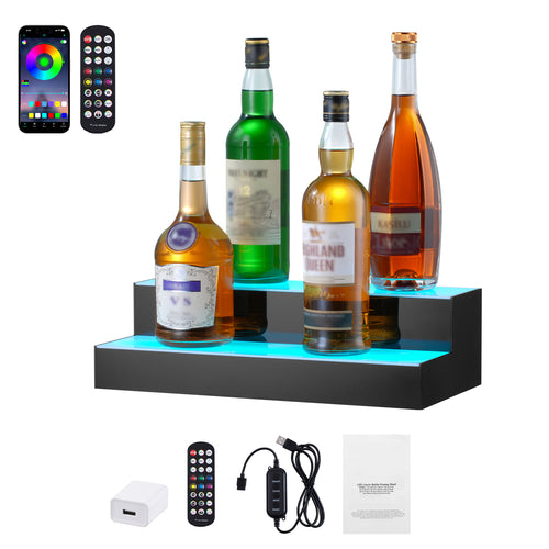 LED Lighted Liquor Bottle Display Shelf RF App Control 16