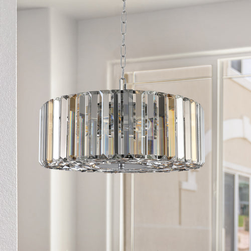 17" Chrome Crystal 4-Light Pendant Chandelier