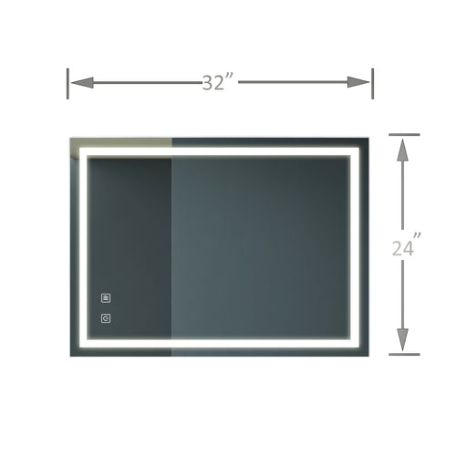 32x24 Bathroom Vanity Mirror Dimmable Anti-Fog Smart Memory