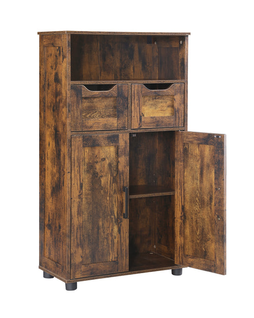 Tall Storage Cabinet with 2 Drawers & Adjustable Shelf