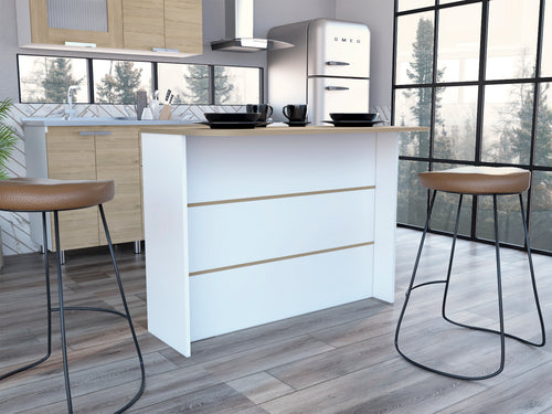 Fendi Kitchen Island Workstation 2-Tier Shelf White Light Pine