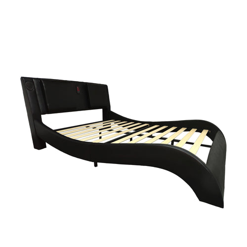 Queen Platform Bed Frame LED Bluetooth Massage Vibration