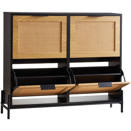 Rattan Shoe Cabinet with 4 Flip Drawers, Narrow Entryway