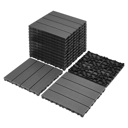 Interlocking Deck Tiles 11x11" Gray Wood-Plastic Composite