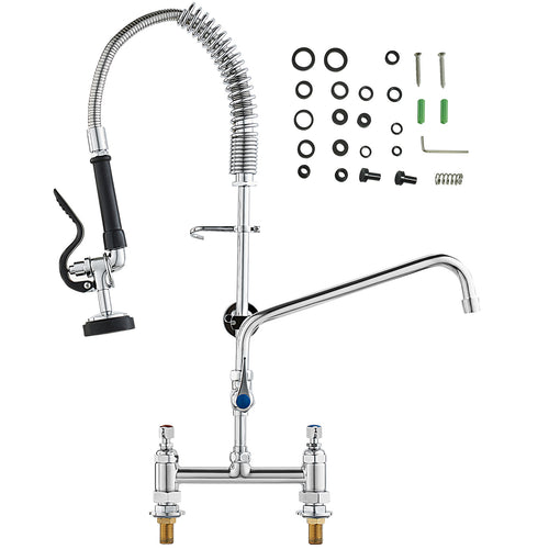 Commercial Pre-Rinse Kitchen Faucet 26" Height Brass Deck Mount