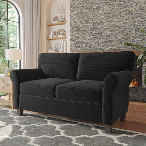 57" Modern 2-Seater Corduroy Sofa with Removable Cushions