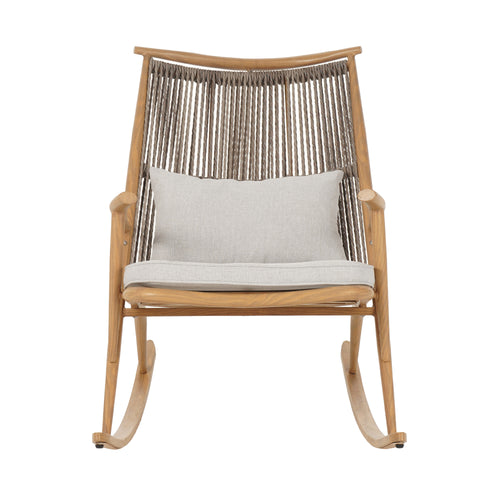 Outdoor Rocking Chair Iron Frame Maple Gray PE Rattan