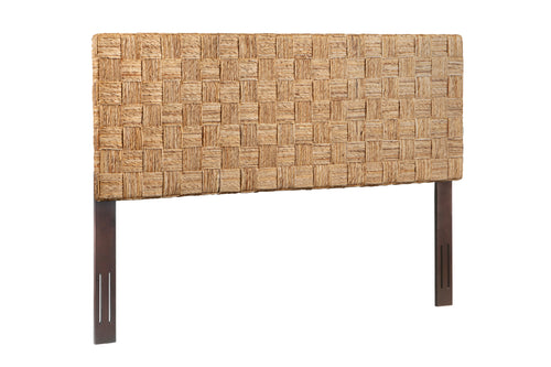 King Size Woven Rattan Adjustable Headboard Mahogany