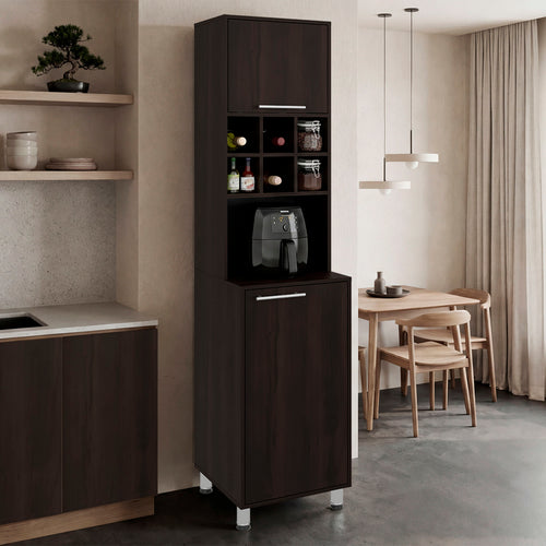 80" Double Door Tall Kitchen Pantry Cabinet with Cubbies