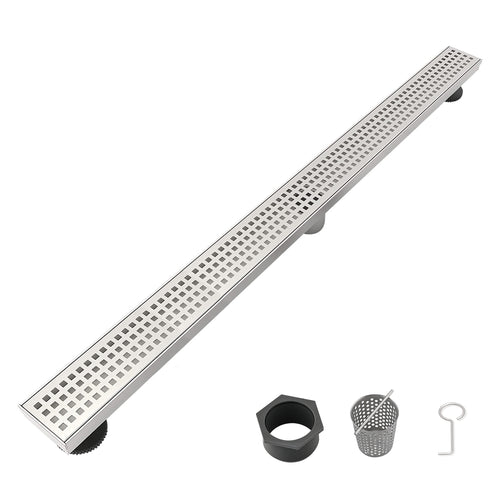 30" Linear Shower Drain 304 Stainless Steel Quadrato Grate