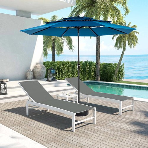 Patio Umbrella Auto Tilt 3 Tier Aluminum Dark Blue 10 Ft Crank