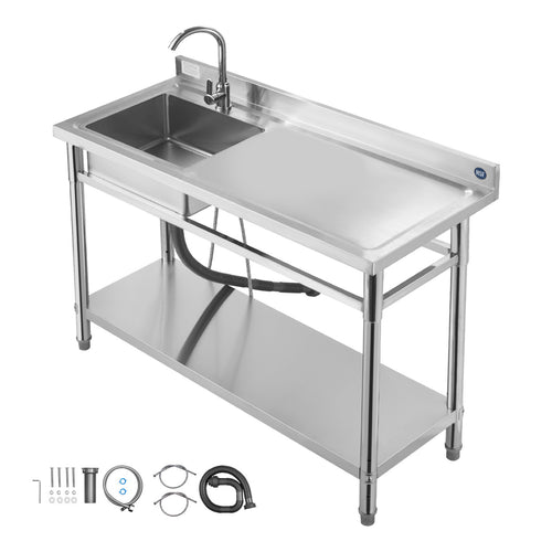 Stainless Steel Utility Sink Single Bowl 47x19.7x37 in