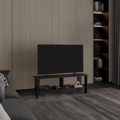 47" TV Stand with Two Shelves, Black Wengue