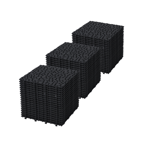 Black Interlocking Deck Tiles 12x12" Waterproof Anti-slip