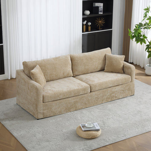Extra-Large Double-Seater Sofa 86.61" Wide Chenille Wheat