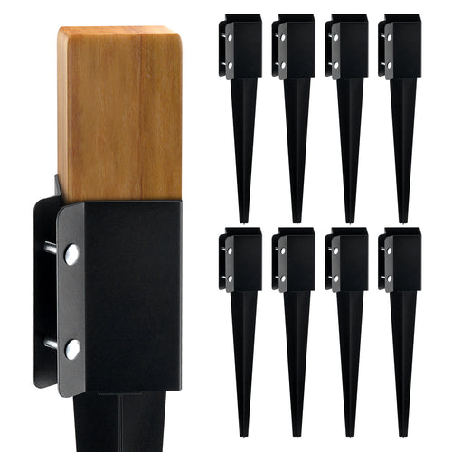 8 Pack Fence Post Anchor Ground Spike 24" Black Metal