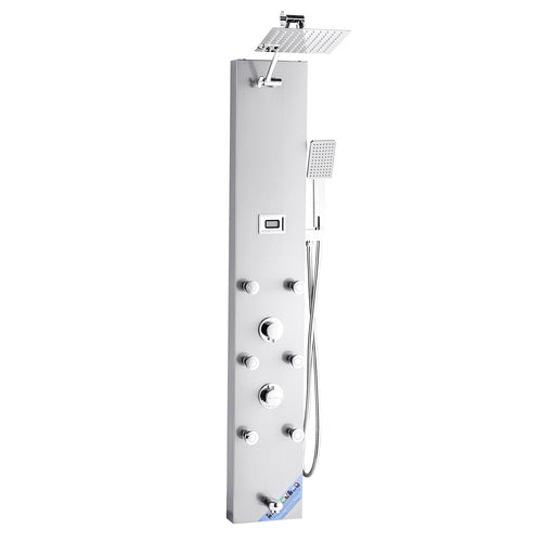 Stainless Steel Shower Panel Tower 4-Mode Rainfall Massage Jet