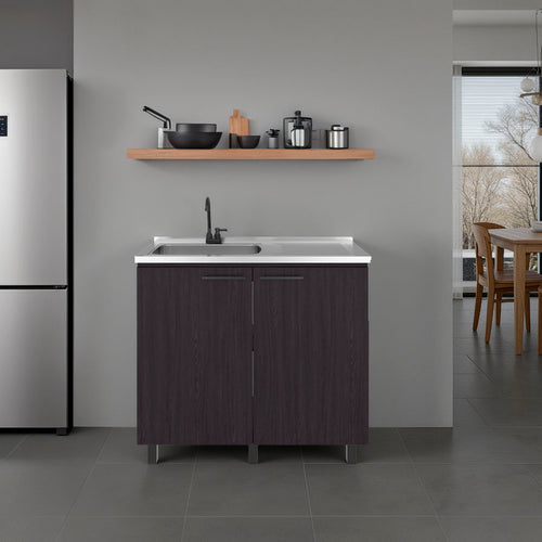 Napoles 2 Utility Sink Cabinet Stainless Steel Wenge