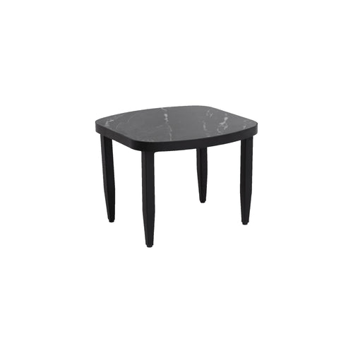 Modern Arc Side Table 23.6" Black Marble Sintered Stone Top