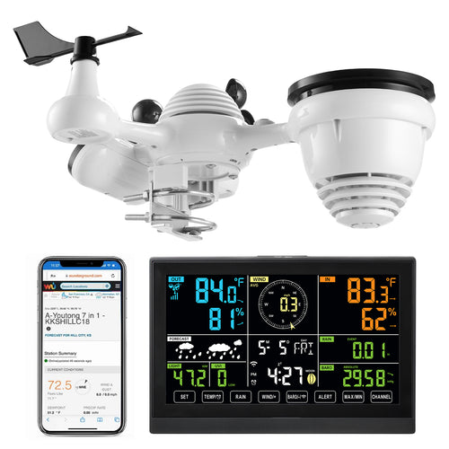 7-in-1 Solar Wi-Fi Weather Station 7.5" VA Display Wireless