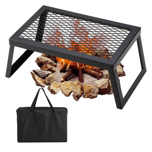 Folding Campfire Grill, Heavy Duty Steel Mesh Grate