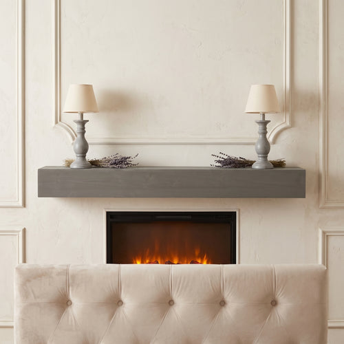 72" Fir Wood Floating Shelf Mantel Grey Modern Decor