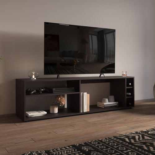 63" TV Stand with Open Shelves and Bottle Cubbies