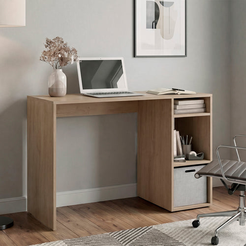 Compact Computer Desk with 3-Tier Side Open Storage Shelves, Manufactured Woo...