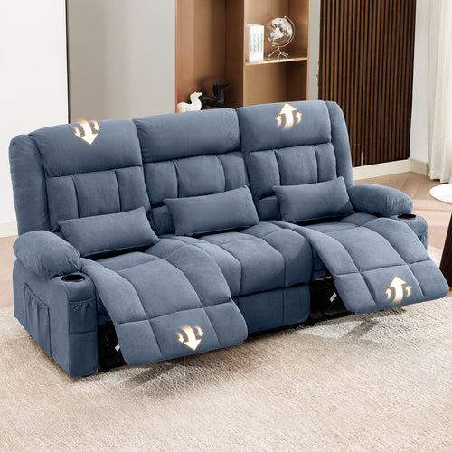 84" Manual Reclining Sofa with Cup Holders and Side Pockets