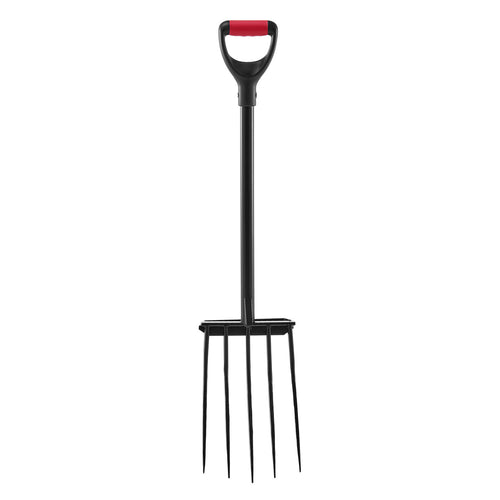 5 Tine Garden Spading Fork 41" Metal Handle Heavy Duty