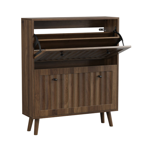 Mid-Century Modern Walnut Shoe Cabinet 31.5