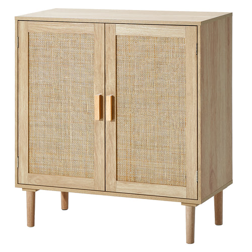 Rattan Storage Cabinet 31.5" with Magnetic Doors