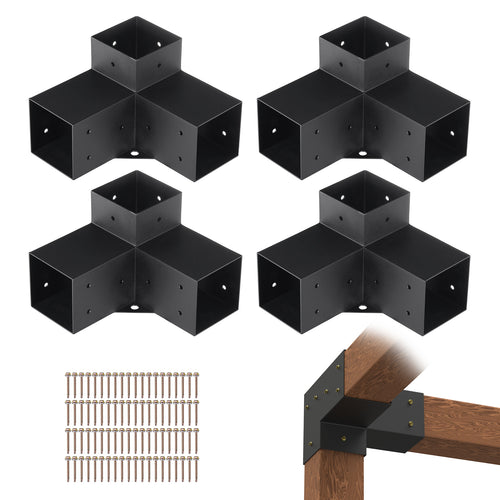 4x4 Heavy Duty 3-Way Corner Bracket Kit for Pergola Posts