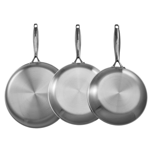 Triply Stainless Steel Frying Pan Set 8" 10" 12" Dishwasher Safe