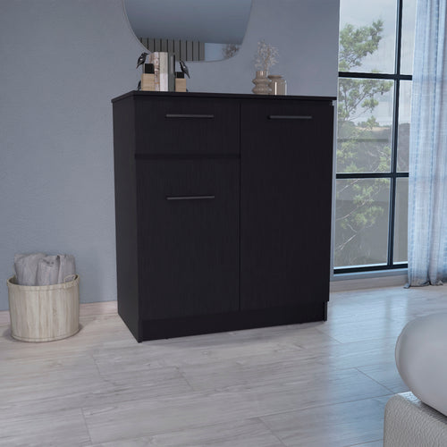Idaho Black Dresser with 2-Door Cabinets and Drawer