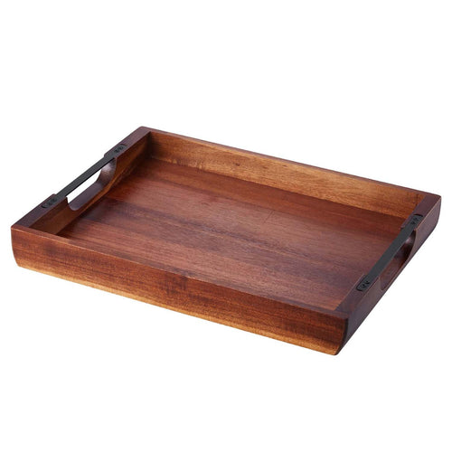 Acacia Wood Serving Tray 17x12.2 Inch with Handles