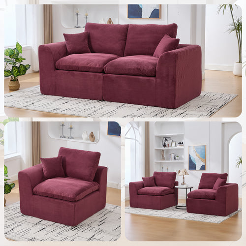 Modular Sectional Sofa Cloud Couch 2 Seater Removable Covers