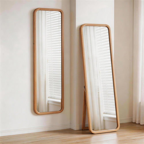 Beech Wood Full Length Floor Mirror with Stand