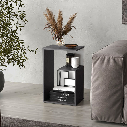 3-Tier Open Shelf Nightstand - Compact End Table - 25" High