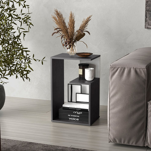 3-Tier Open Shelf Nightstand - Compact End Table - 25" High