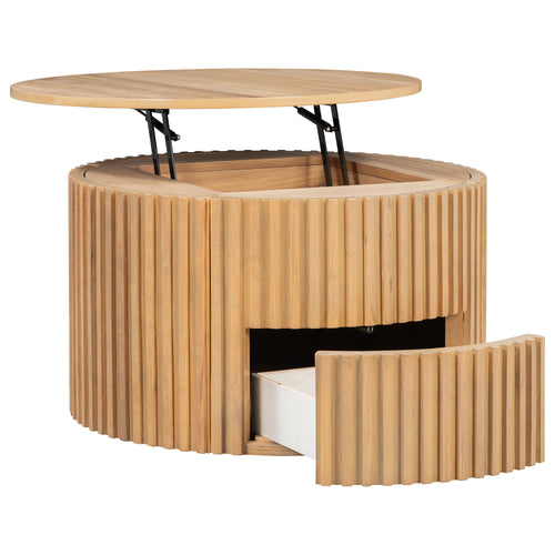Round Lift Top Coffee Table with Hidden Storage