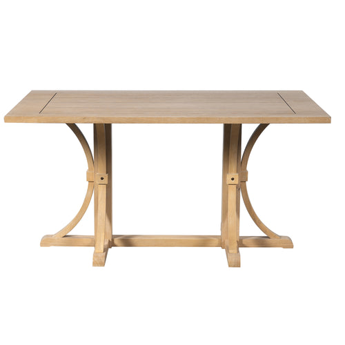 Rustic Farmhouse Dining Table 60" Natural Oak Trestle Base