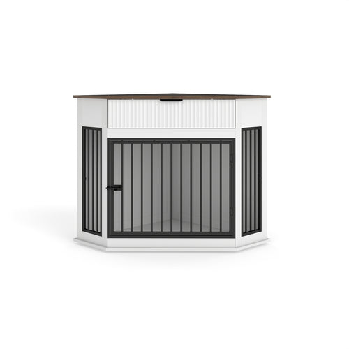 44.6" Corner MDF Dog Crate Furniture Cabinet White