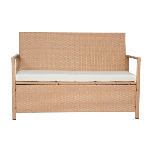 Metal Outdoor Bench with Storage Light Tan
