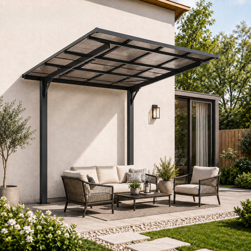 8x8 ft Galvanized Steel Carport with PC Roof Shelter