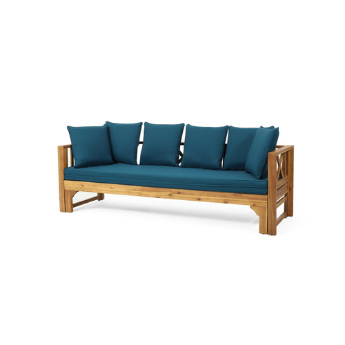 Teak Outdoor Daybed with X-Shaped Backrest