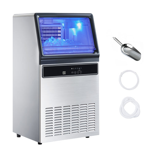 130Lbs Commercial Ice Maker Machine Stainless Steel Portable