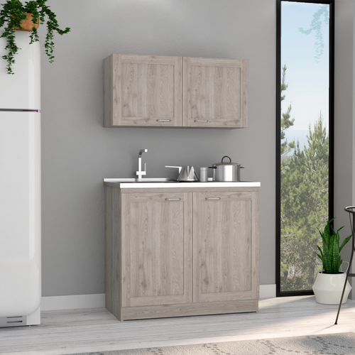 Zurich Light Gray Cabinet with Two Shelves