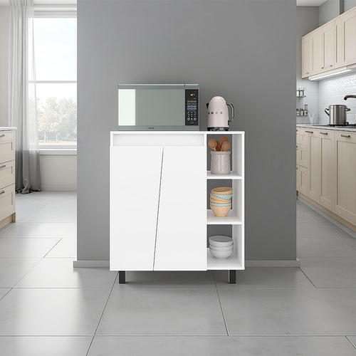 Cesna Microwave Sideboard Cabinet with Open Shelves, White